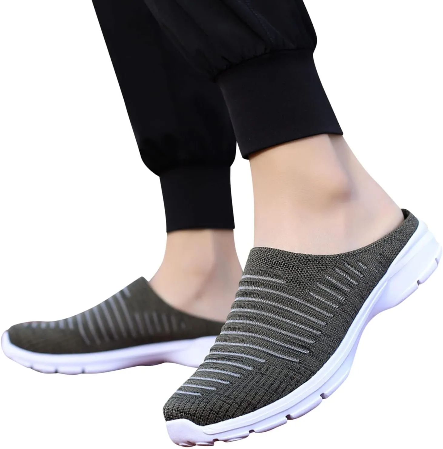 Women's Backless Slip on Mesh Sneakers Shoes Womens Tennis Shoes Loafers Black Casual Shoes Women's Fashion Sneakers Brown Tennis Shoe Loafers Shoe