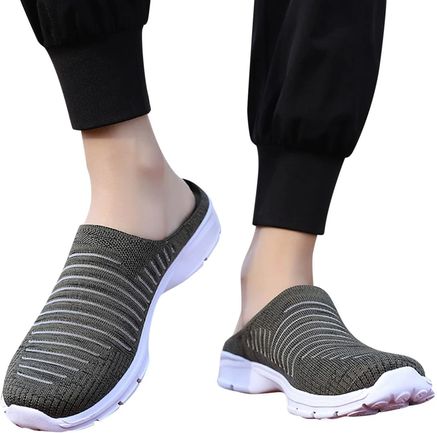 Women's Backless Slip on Mesh Sneakers Shoes Womens Tennis Shoes Loafers Black Casual Shoes Women's Fashion Sneakers Brown Tennis Shoe Loafers Shoe