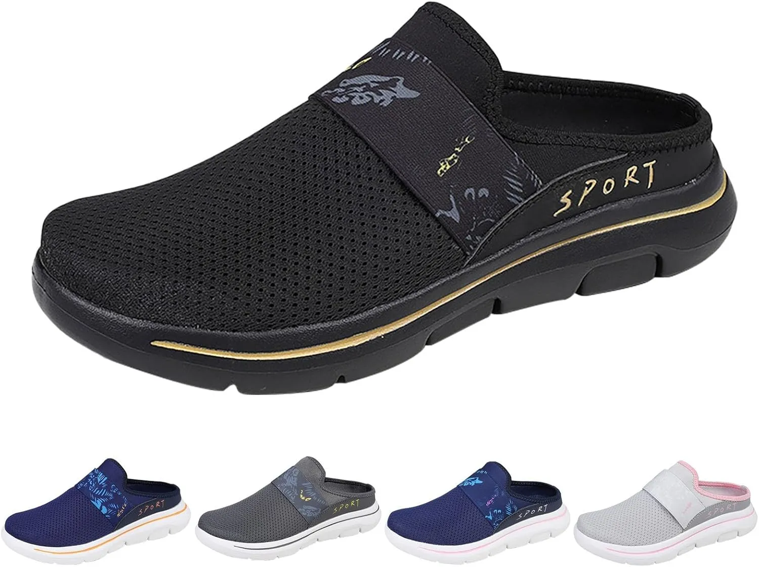 Womens Breathable Mesh Walking Mules Sneakers Mens Dress Shoes Arch Support Men Shoes Casual Dress Sneakers Slip On Tennis Shoe Loafers Casual Slip On