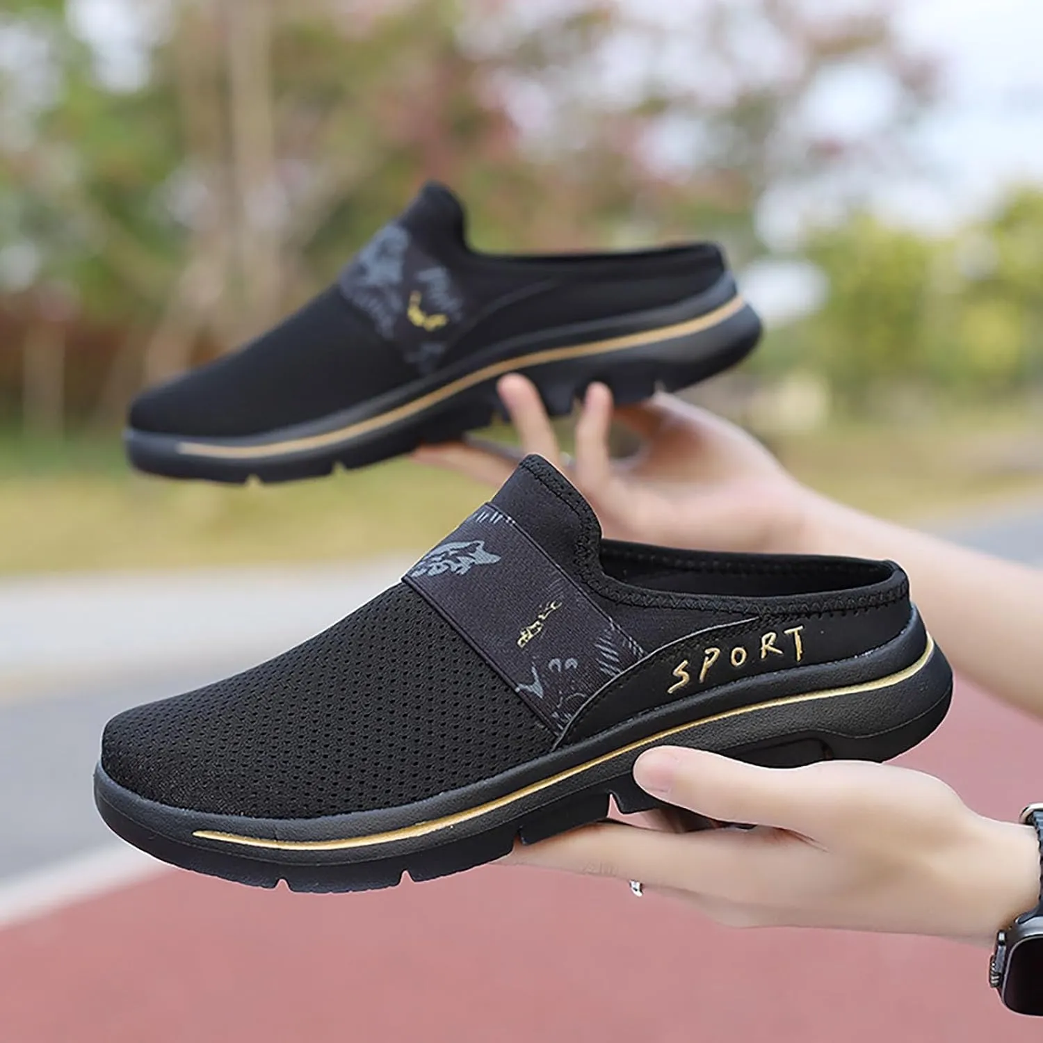 Womens Breathable Mesh Walking Mules Sneakers Mens Dress Shoes Arch Support Men Shoes Casual Dress Sneakers Slip On Tennis Shoe Loafers Casual Slip On