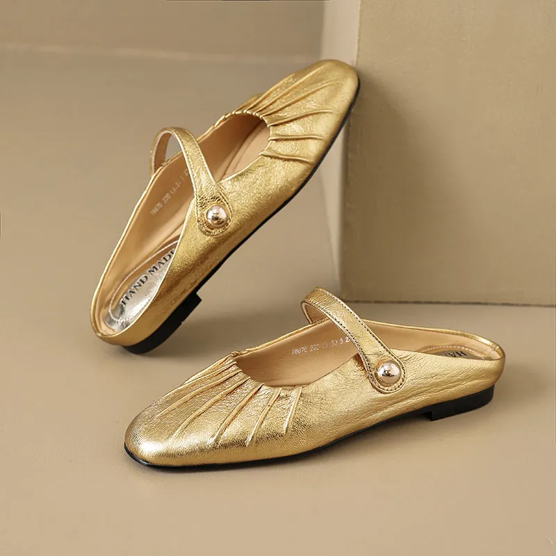 Women's Shell Pattern Buckle Comfort Mule Shoes