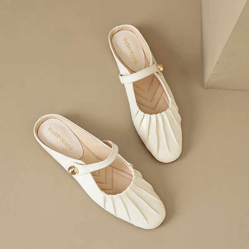 Women's Shell Pattern Buckle Comfort Mule Shoes