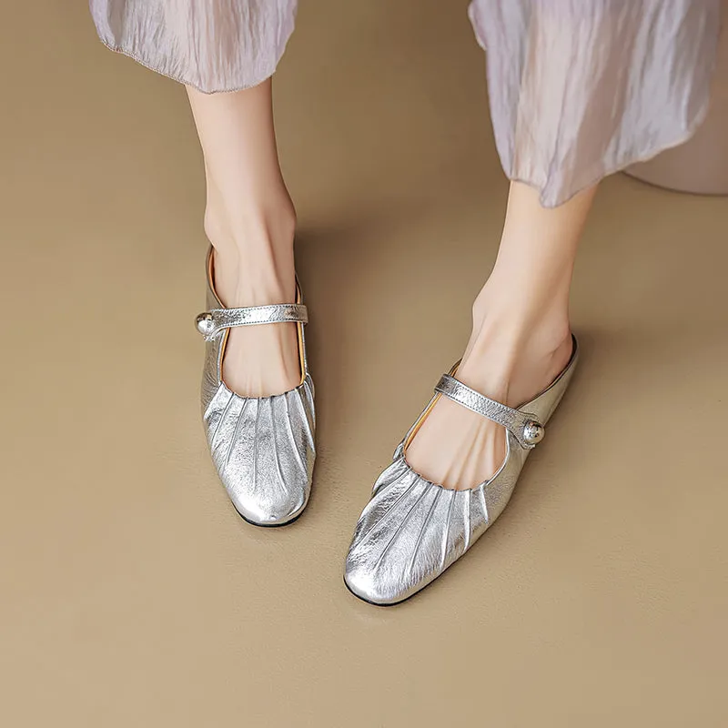 Women's Shell Pattern Buckle Comfort Mule Shoes