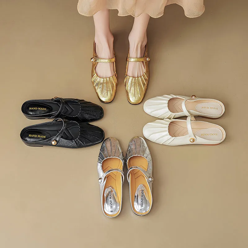 Women's Shell Pattern Buckle Comfort Mule Shoes