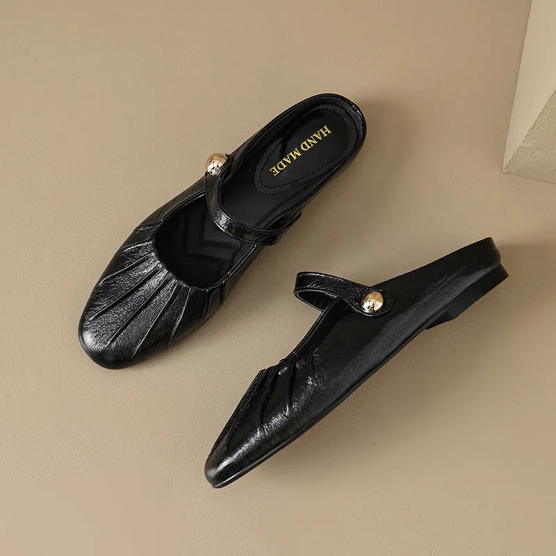 Women's Shell Pattern Buckle Comfort Mule Shoes