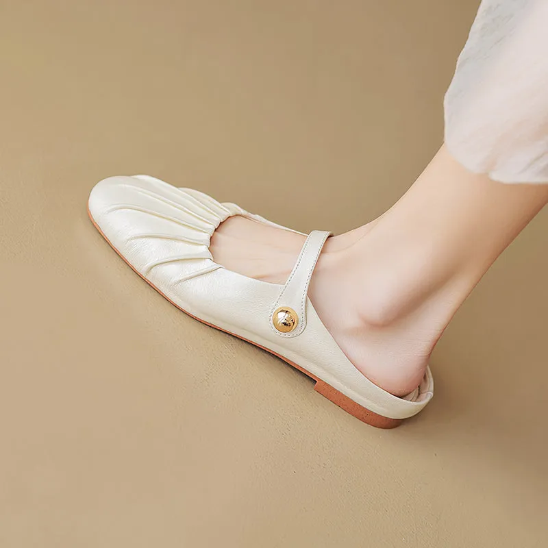 Women's Shell Pattern Buckle Comfort Mule Shoes