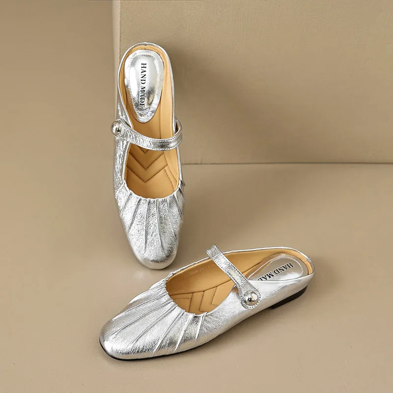 Women's Shell Pattern Buckle Comfort Mule Shoes