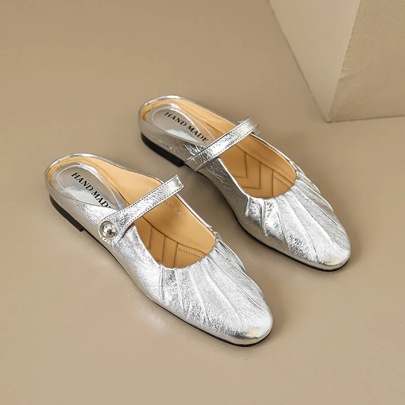 Women's Shell Pattern Buckle Comfort Mule Shoes