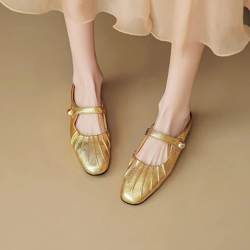 Women's Shell Pattern Buckle Comfort Mule Shoes