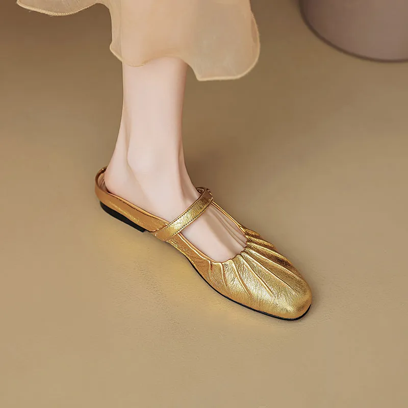 Women's Shell Pattern Buckle Comfort Mule Shoes
