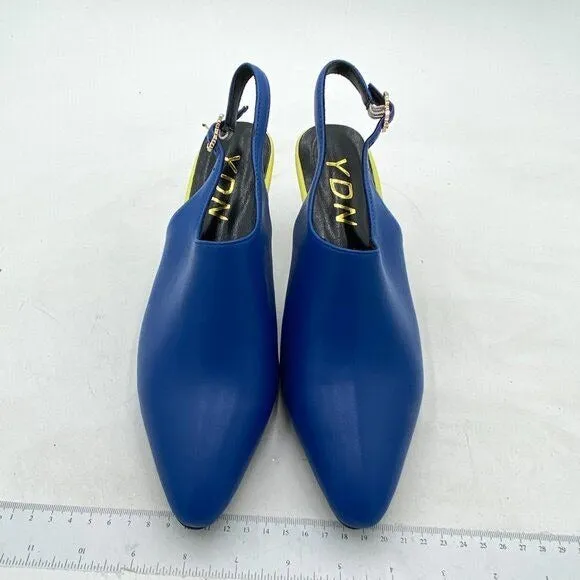 YDN Women Square Closed Toe High Heel Trendy Loafer Slip on Side Sandals