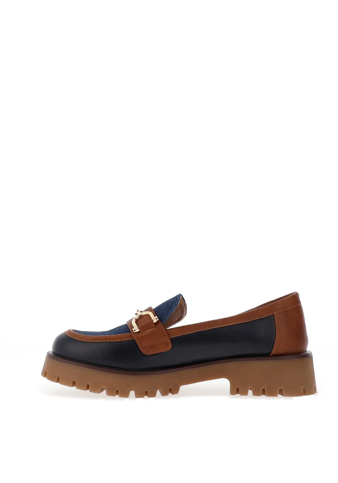 Zanni & Co Banijas Denim Buckled Loafer, Navy and Tan