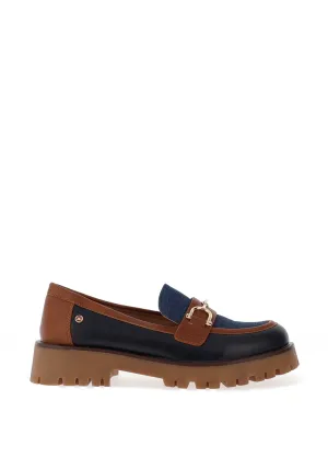 Zanni & Co Banijas Denim Buckled Loafer, Navy and Tan